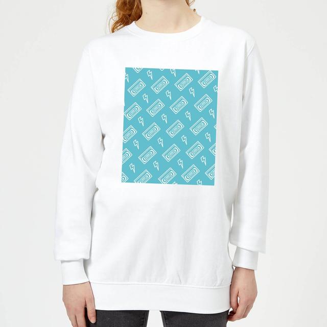 VHS Tape Pattern Blue Women's Sweatshirt - White - S - Weiß on Productcaster.