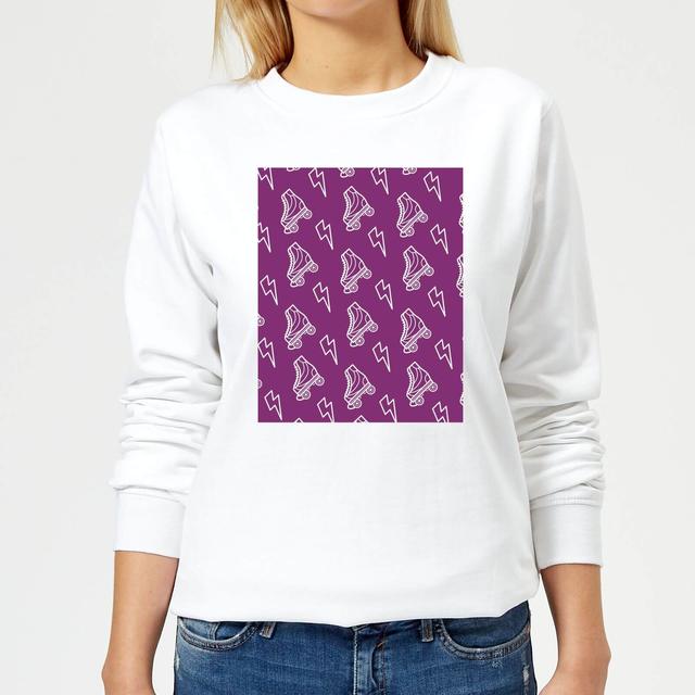 Roller Skate Pattern Purple Women's Sweatshirt - White - M - Weiß on Productcaster.