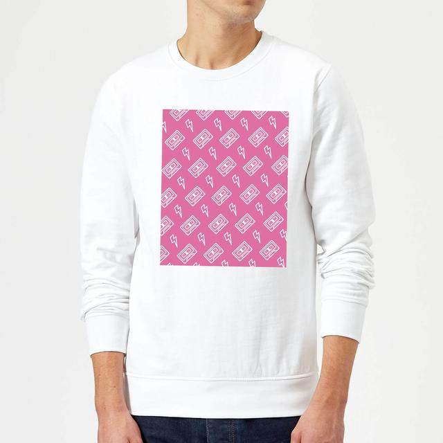 Cassette Tape Pattern Pink Sweatshirt - White - M - Weiß on Productcaster.