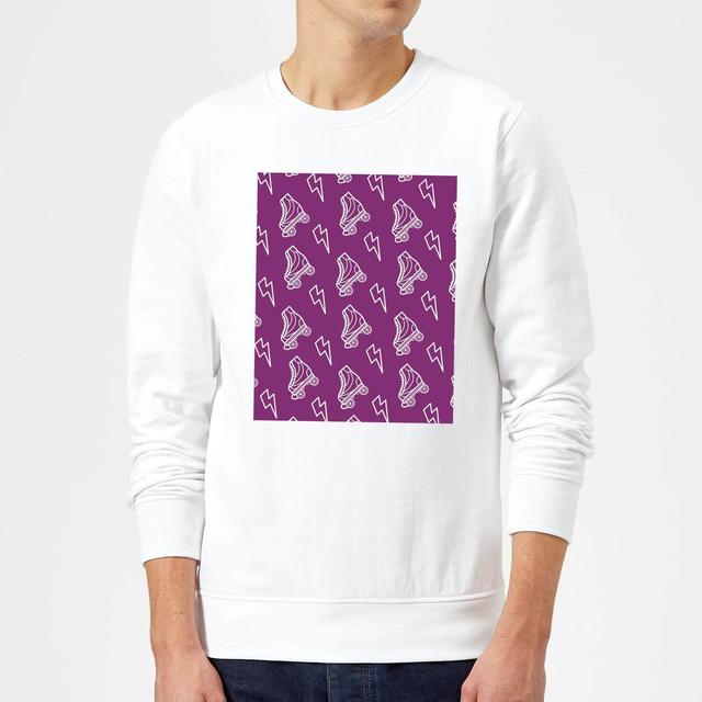 Roller Skate Pattern Purple Sweatshirt - White - L - Weiß on Productcaster.