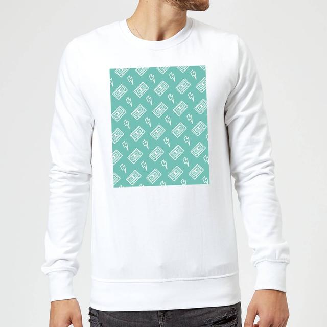 Cassette Tape Pattern Green Sweatshirt - White - XXL - Weiß on Productcaster.