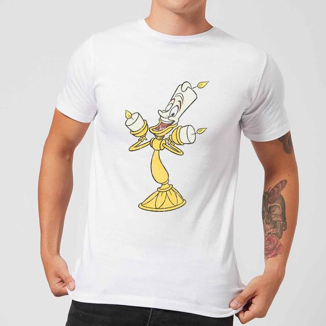 Camiseta para hombre Beauty and The Beast Lumiere Distressed de Disney - Blanco - XL - Blanco on Productcaster.