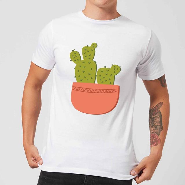 Two Potted Cacti Men's T-Shirt - White - L - White on Productcaster.