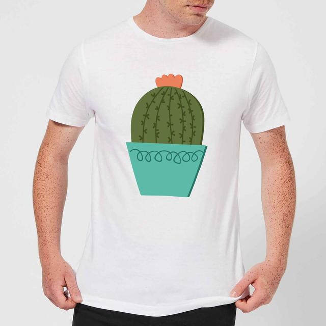 Cactus With Flower Men's T-Shirt - White - XL - White on Productcaster.