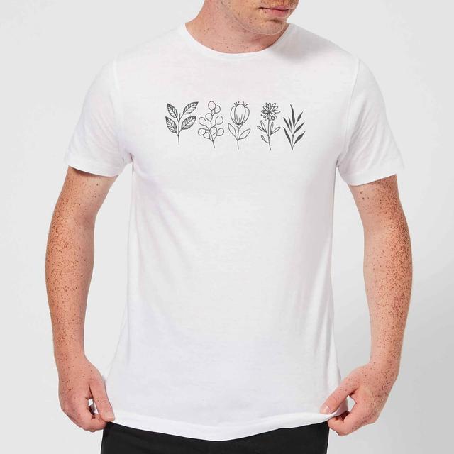 Hand Drawn Leaves Men's T-Shirt - White - 5XL - White on Productcaster.