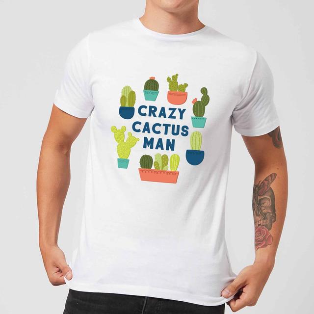 Crazy Cactus Man Men's T-Shirt - White - S - Weiß on Productcaster.