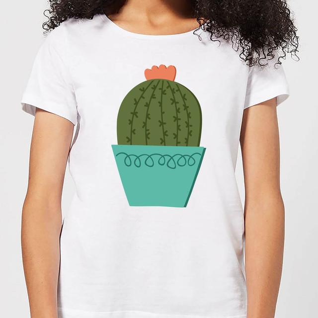 Cactus With Flower Women's T-Shirt - White - L - Weiß on Productcaster.