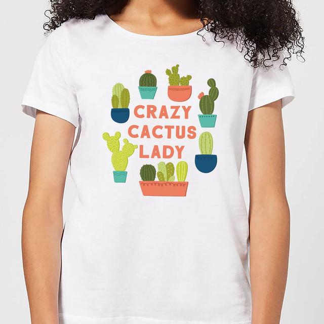 Crazy Cactus Lady Women's T-Shirt - White - L - Weiß on Productcaster.