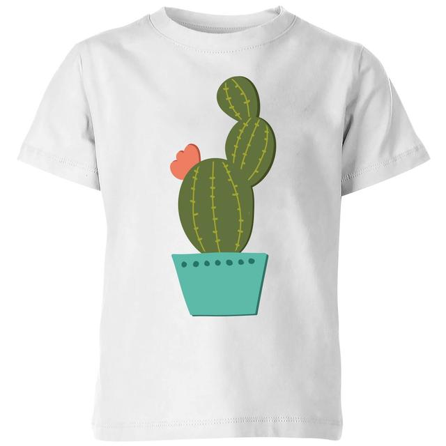 Single Potted Cactus Kids' T-Shirt - White - 7-8 Jahre - Weiß on Productcaster.