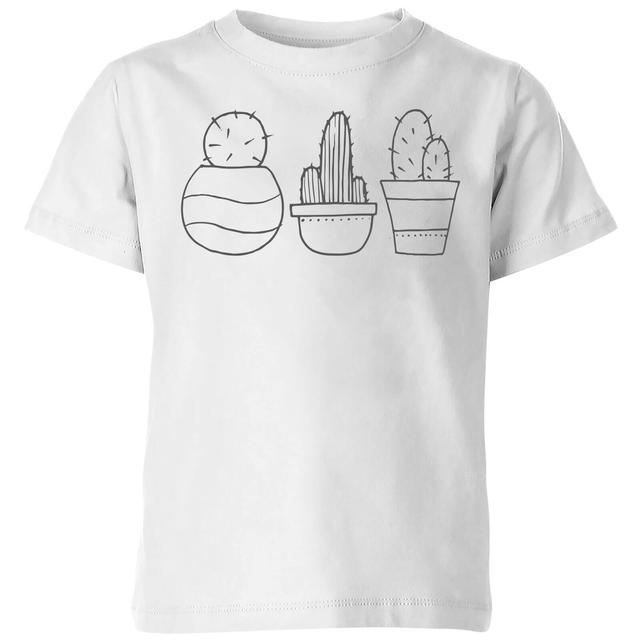 Hand Drawn Cacti Kids' T-Shirt - White - 11-12 Jahre - Weiß on Productcaster.