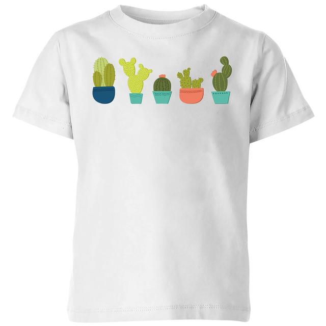 Cacti In A Row Kids' T-Shirt - White - 11-12 Jahre - Weiß on Productcaster.