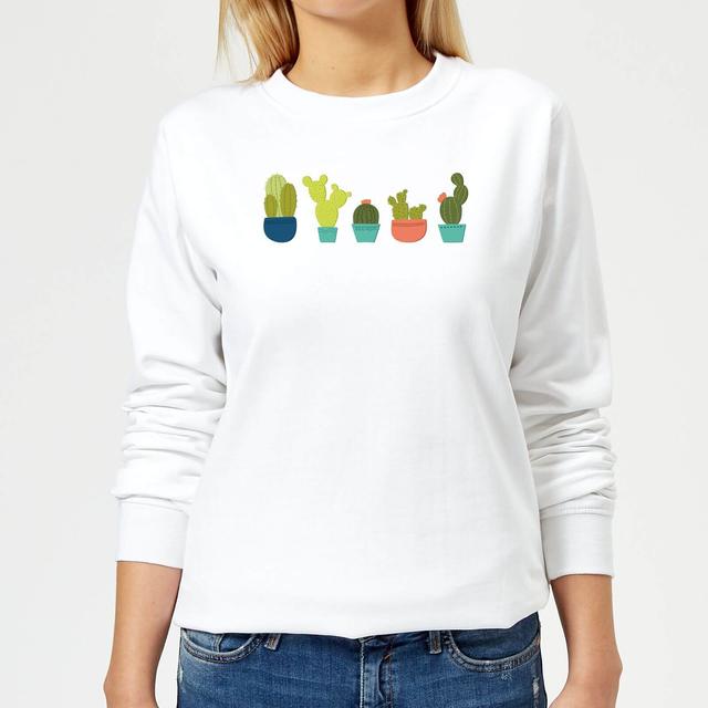 Cacti In A Row Women's Sweatshirt - White - XXL - Weiß on Productcaster.