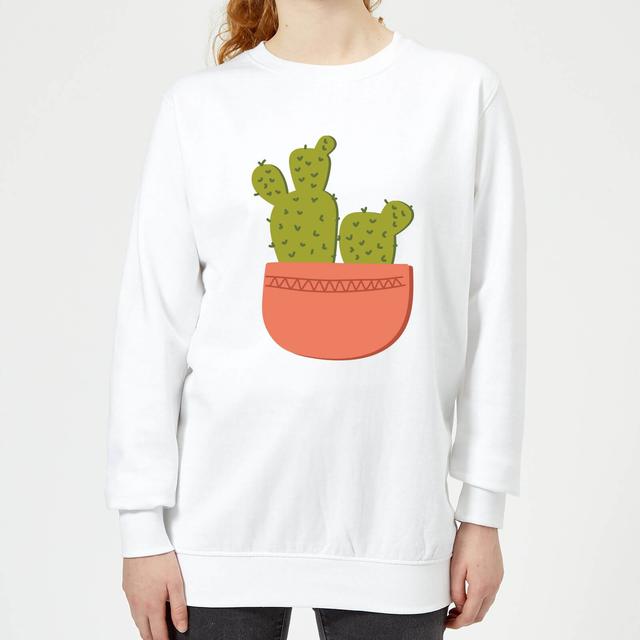 Two Potted Cacti Women's Sweatshirt - White - S - White on Productcaster.