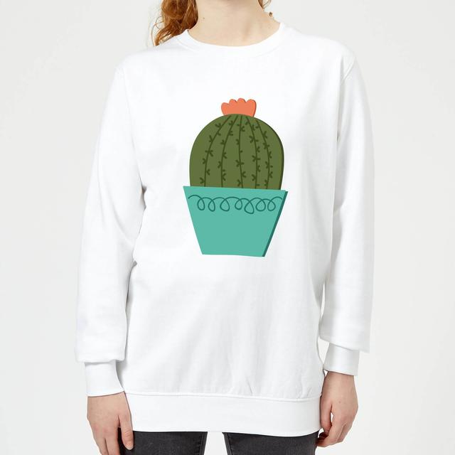 Cactus With Flower Women's Sweatshirt - White - M - Weiß on Productcaster.