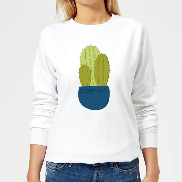 Three Potted Cacti Women's Sweatshirt - White - S - White on Productcaster.