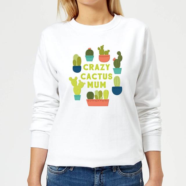 Crazy Cactus Mum Women's Sweatshirt - White - S - White on Productcaster.