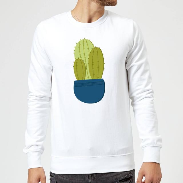 Three Potted Cacti Sweatshirt - White - L - Weiß on Productcaster.