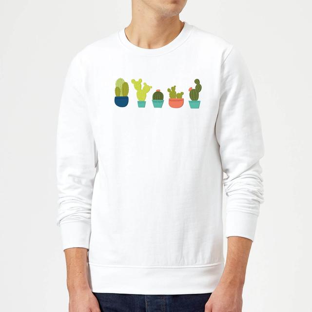 Cacti In A Row Sweatshirt - White - M - Weiß on Productcaster.