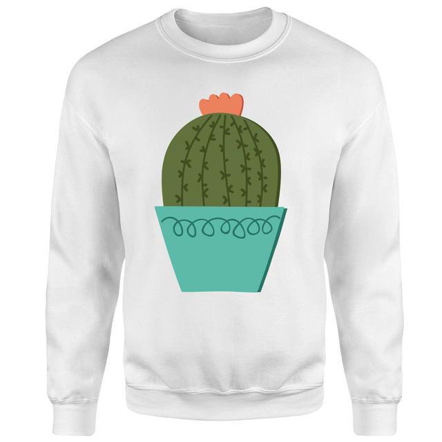 Cactus With Flower Sweatshirt - White - M - Weiß on Productcaster.