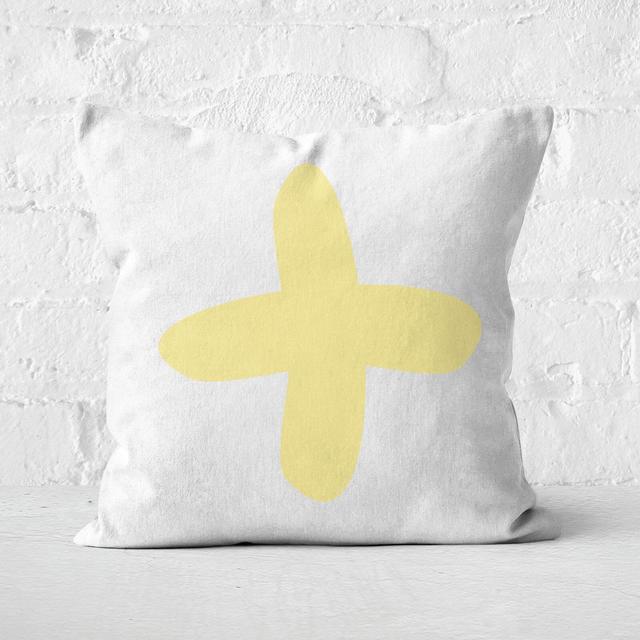 Light Yellow Cross Square Cushion - 50x50cm - Soft Touch on Productcaster.