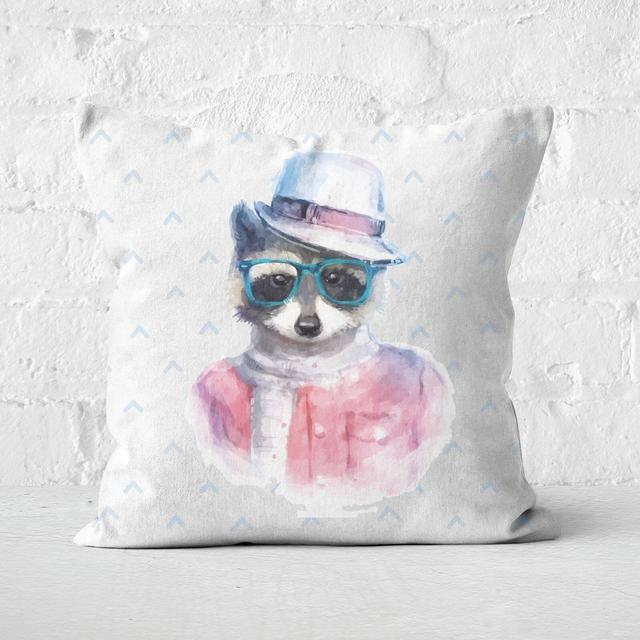 Hipster Raccoon Square Cushion - 60x60cm - Soft Touch on Productcaster.