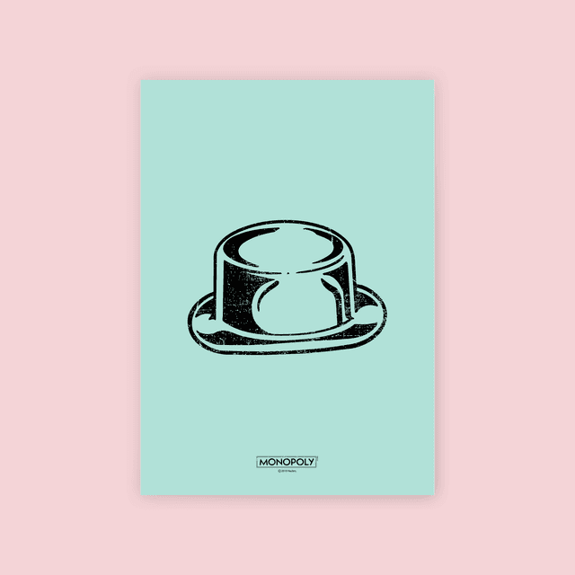 Monopoly Hat Letterpress Art Print - A4 on Productcaster.