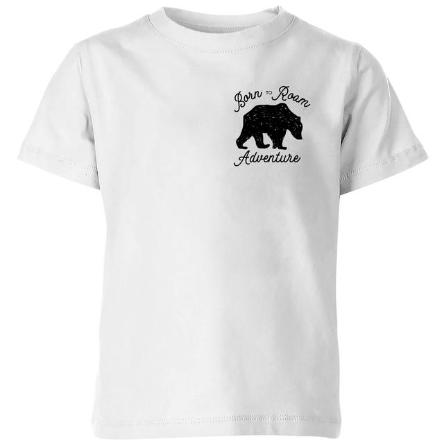 Born To Roam Adventure Pocket Print Kids' T-Shirt - White - 5-6 Years - White on Productcaster.