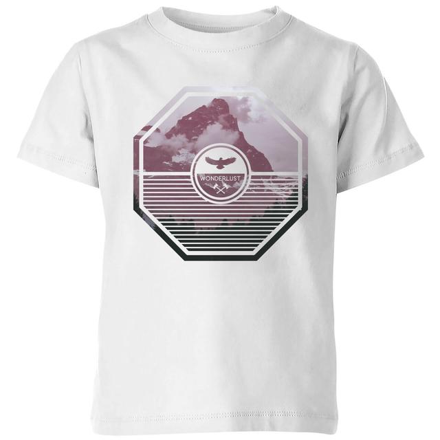 Octagon Mountain Photo Graphic Kids' T-Shirt - White - 7-8 Years - White on Productcaster.