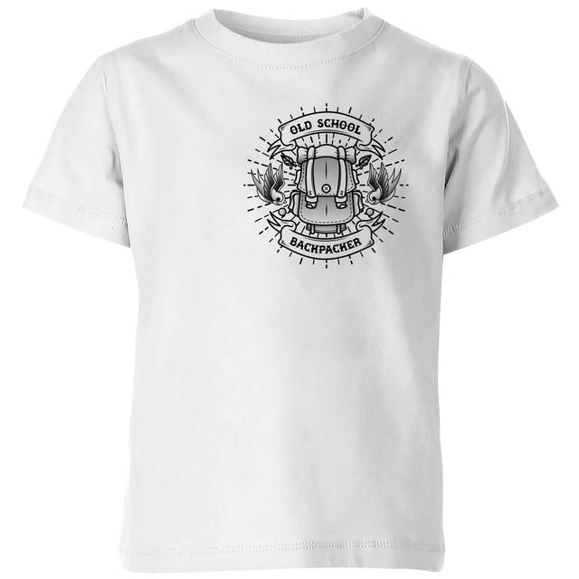 Vintage Old School Backpacker Pocket Print Kids' T-Shirt - White - 3-4 Jahre on Productcaster.