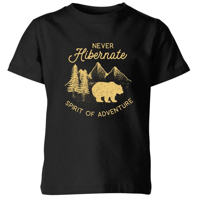 Never Hibernate Spirit Of Adventure Kids' T-Shirt - Black - 7-8 Jahre - Schwarz on Productcaster.