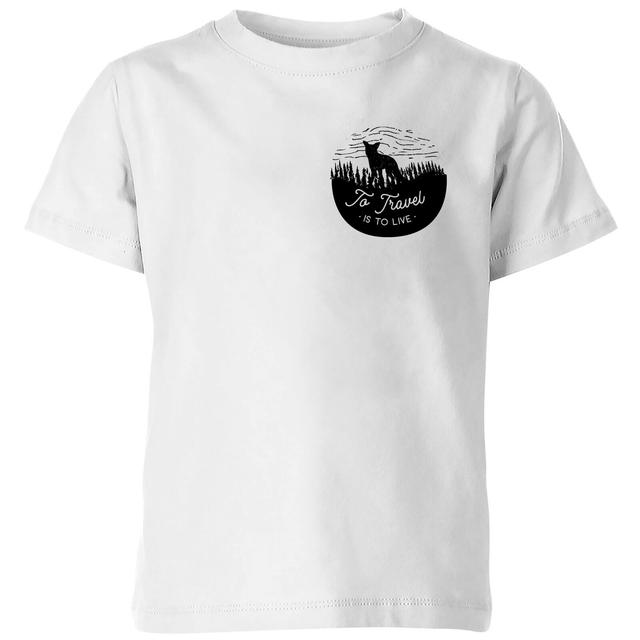 Black To Travel Is To Live Pocket Print Kids' T-Shirt - White - 7-8 Jahre - Weiß on Productcaster.