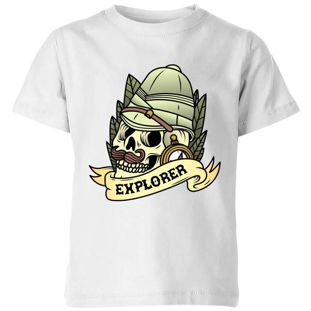 Explorer Skull Kids' T-Shirt - White - 9-10 Jahre - Weiß on Productcaster.