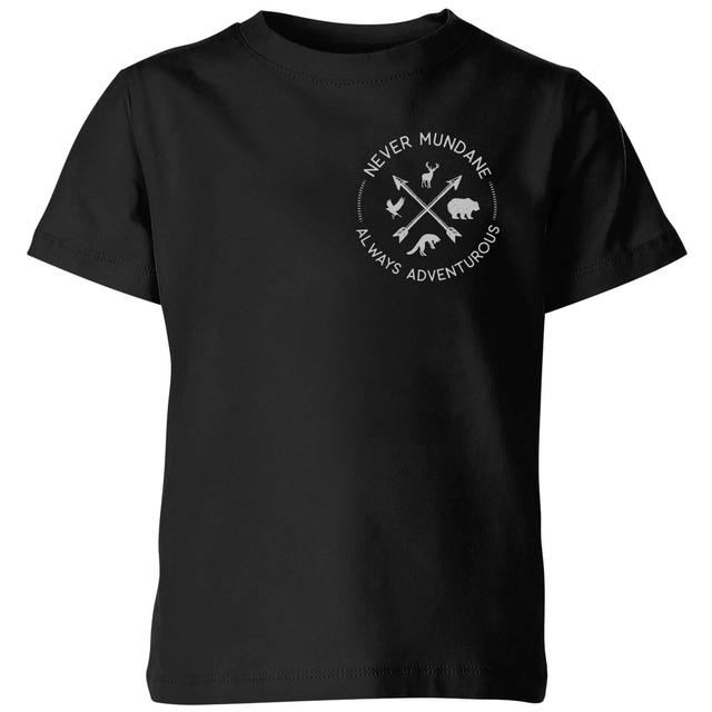 Never Mundane Pocket Print Kids' T-Shirt - Black - 3-4 Years - Black on Productcaster.