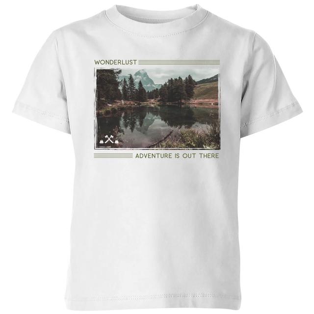 Forest Photo Scene Wonderlust Adventure Is Out There Kids' T-Shirt - White - 9-10 Jahre - Weiß on Productcaster.