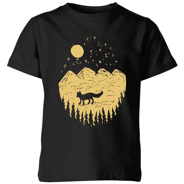 Moonlight Fox Adventure Kids' T-Shirt - Black - 11-12 Years - Black on Productcaster.