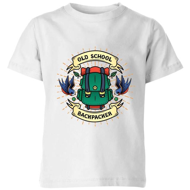 Vintage Old School Backpacker Kids' T-Shirt - White - 9-10 Jahre - Weiß on Productcaster.