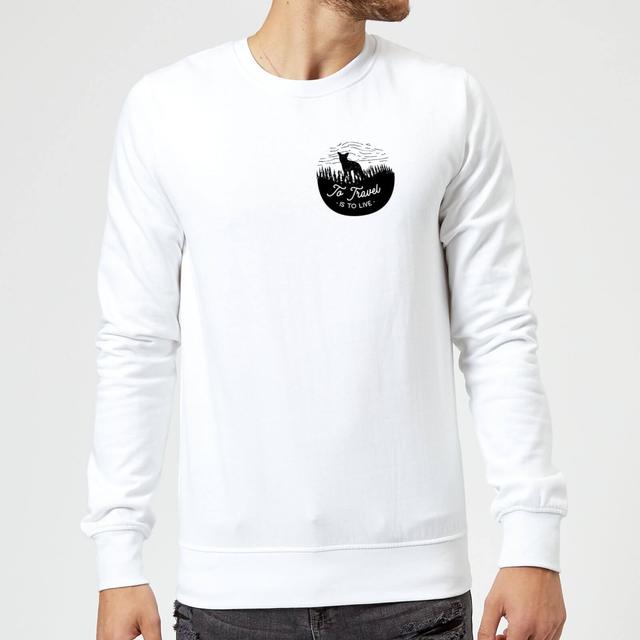 Black To Travel Is To Live Pocket Print Sweatshirt - White - XXL - Weiß on Productcaster.