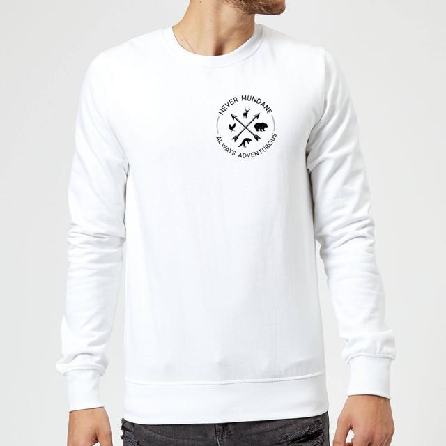 Never Mundane Always Adventurous Pocket Print Sweatshirt - White - L - Weiß on Productcaster.