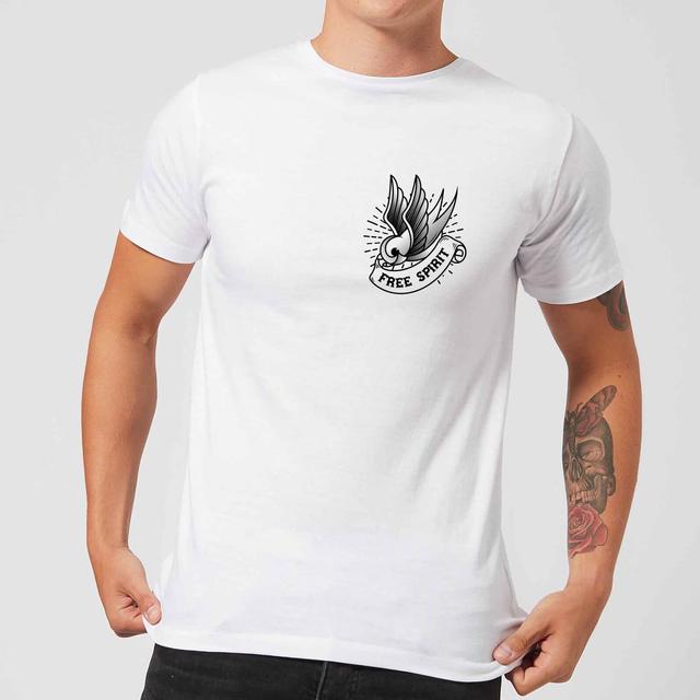 Swallow Free Spirit Pocket Print Men's T-Shirt - White - 5XL on Productcaster.