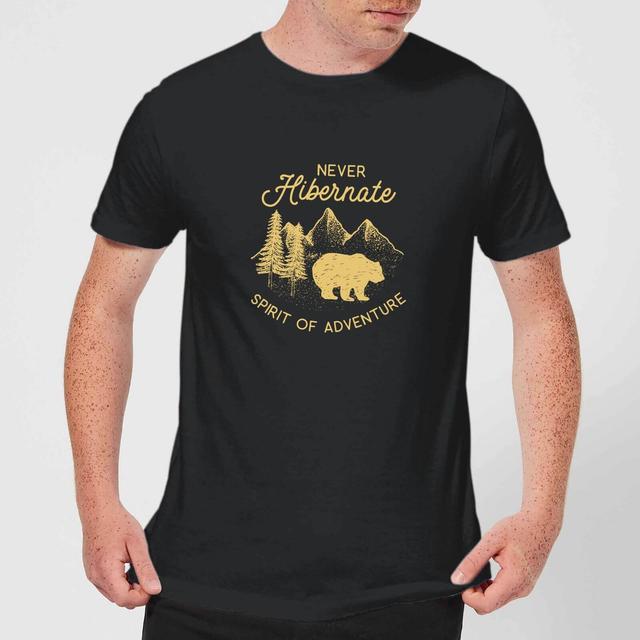 Never Hibernate Spirit Of Adventure Men's T-Shirt - Black - L - Schwarz on Productcaster.