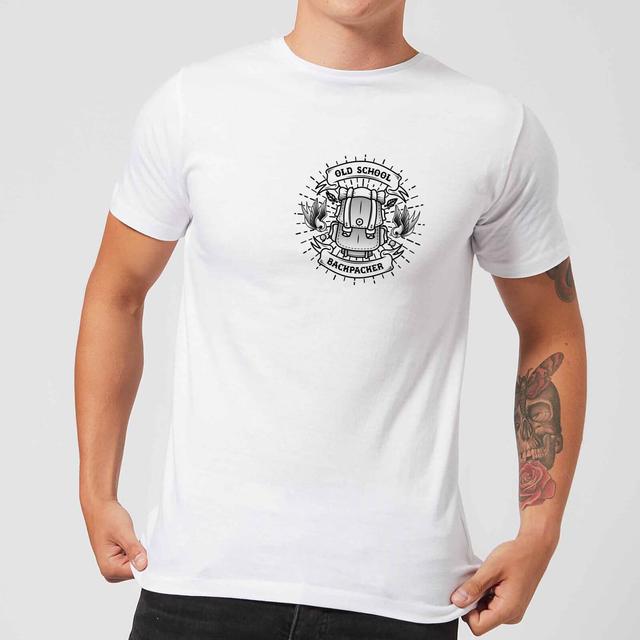 Vintage Old School Backpacker Pocket Print Men's T-Shirt - White - 5XL - Weiß on Productcaster.