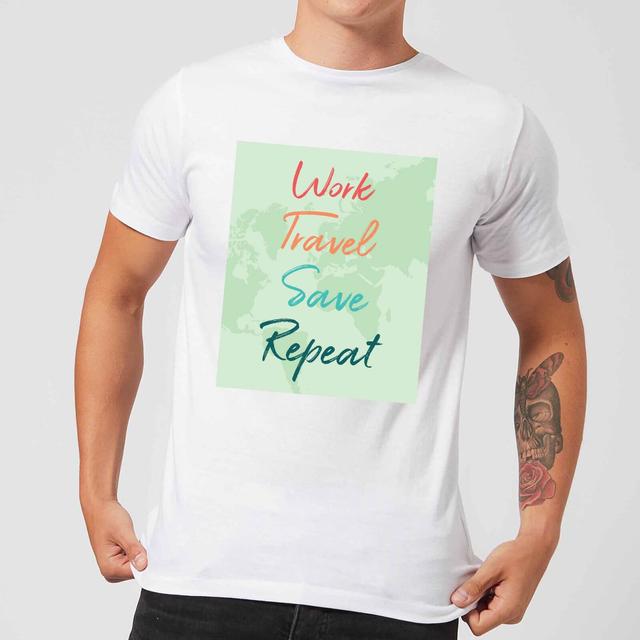 Work Travel Save Repeat Background Men's T-Shirt - White - XXL - Weiß on Productcaster.