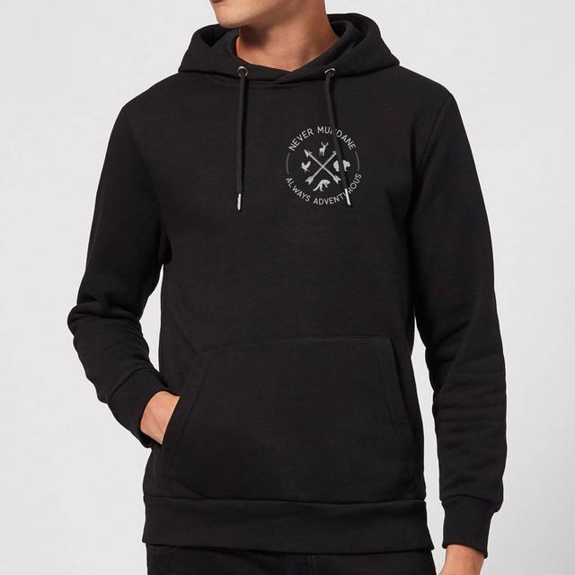 Never Mundane Pocket Print Hoodie - Black - L - Schwarz on Productcaster.