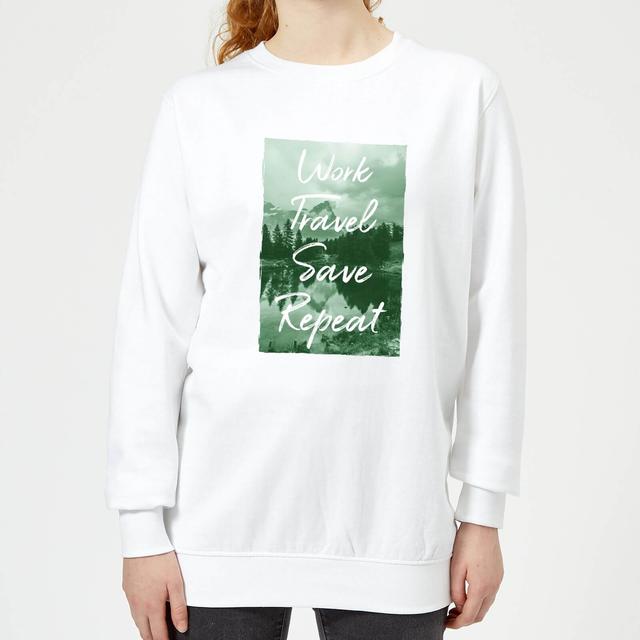 Work Travel Save Repeat Forest Photo Women's Sweatshirt - White - S - Weiß on Productcaster.