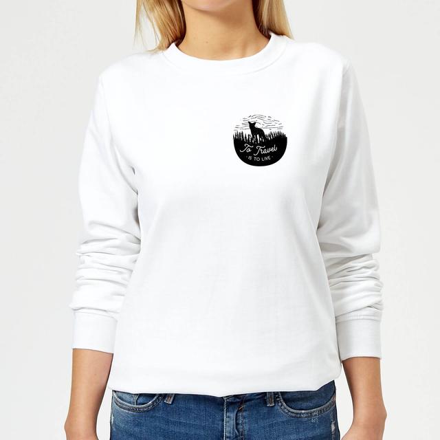 Black To Travel Is To Live Pocket Print Women's Sweatshirt - White - M - Weiß on Productcaster.