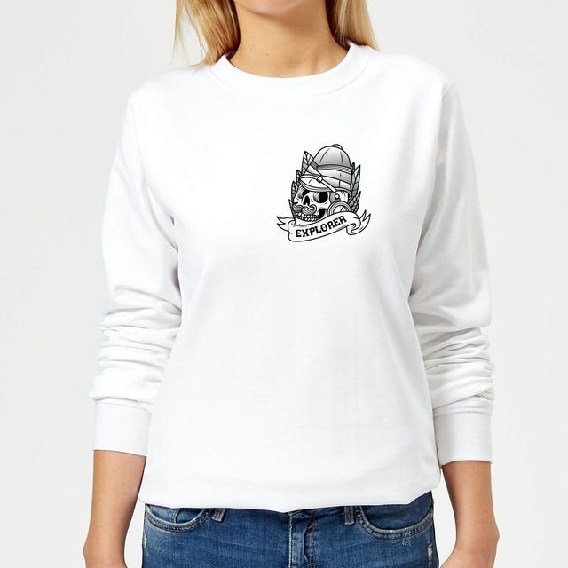 Explorer Skull Pocket Print Women's Sweatshirt - White - L - Weiß on Productcaster.