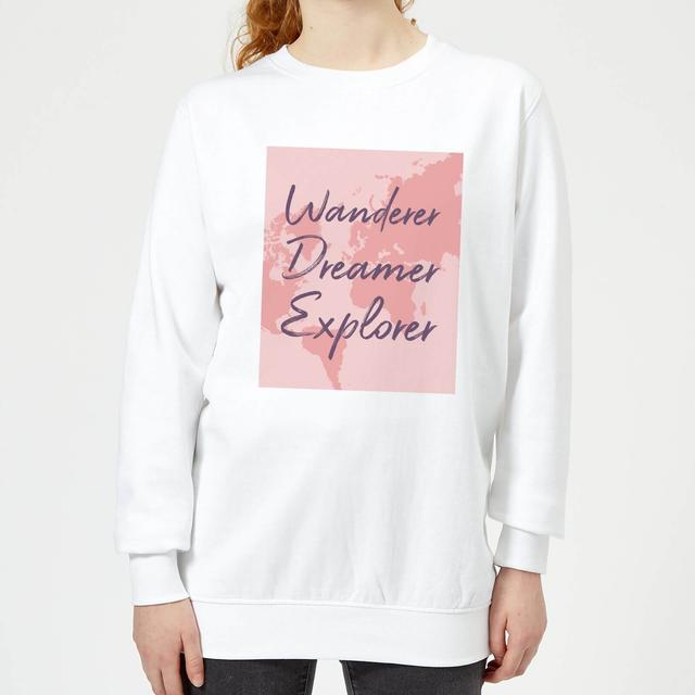 Wander Dreamer Explorer With Map Background Women's Sweatshirt - White - XS - Weiß on Productcaster.