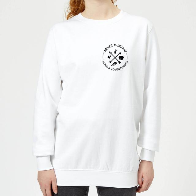 Never Mundane Always Adventurous Pocket Print Women's Sweatshirt - White - L - Weiß on Productcaster.