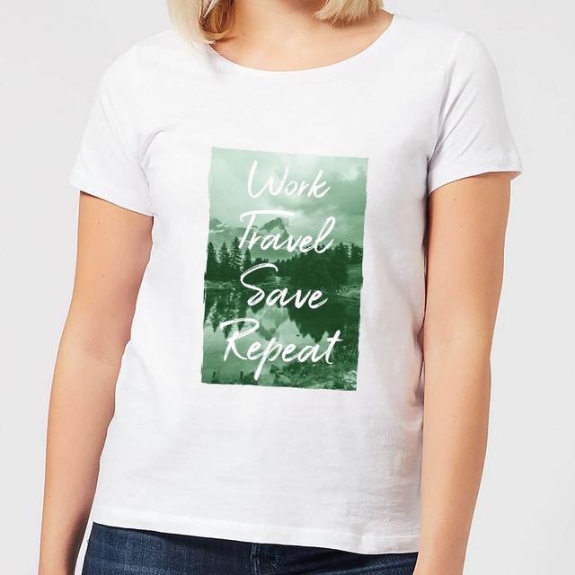 Work Travel Save Repeat Forest Photo Women's T-Shirt - White - XL - White on Productcaster.