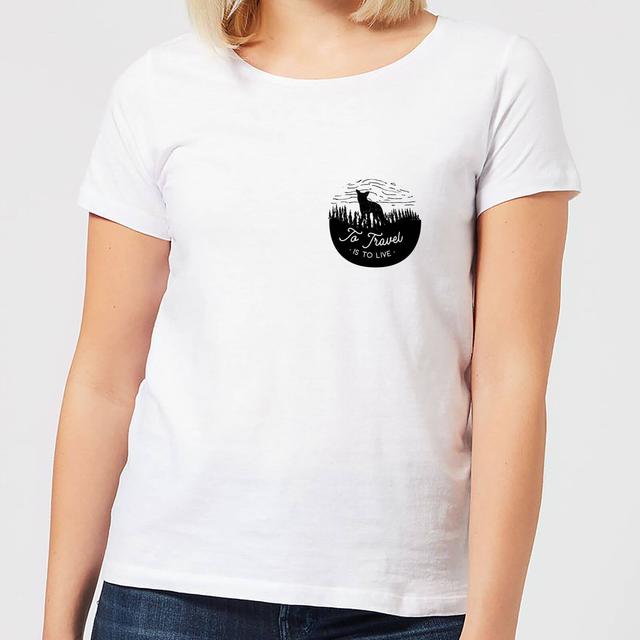 Black To Travel Is To Live Pocket Print Women's T-Shirt - White - S - Weiß on Productcaster.